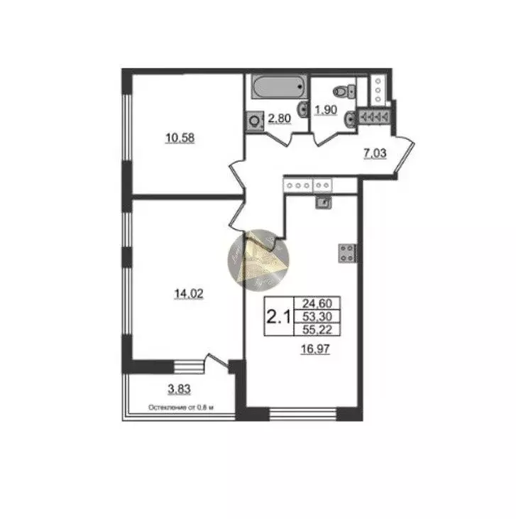 2-комнатная квартира: Санкт-Петербург, Кубинская улица, 76к1 (53.3 м) - Фото 2