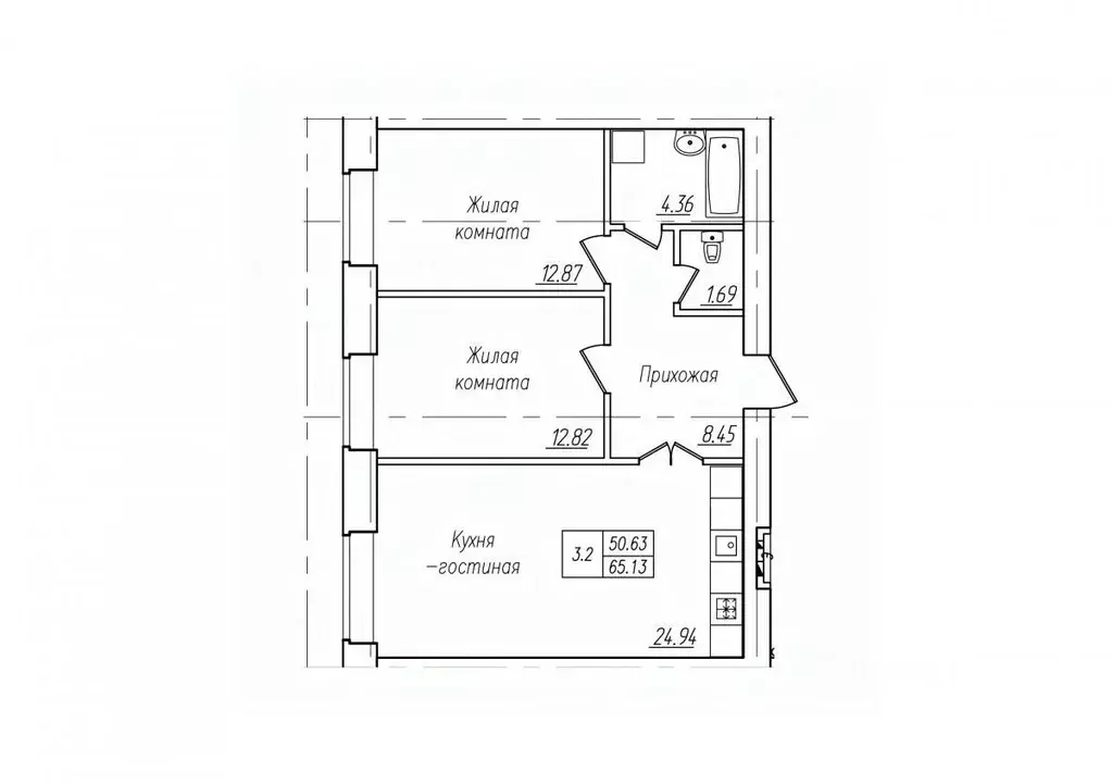 3-к кв. Чувашия, Чебоксары ул. Фридриха Энгельса, поз7 (65.13 м) - Фото 1