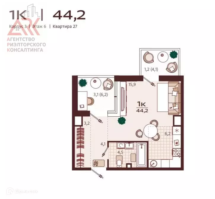 Продаётся 1-к квартира, 44.2 м - Фото 1