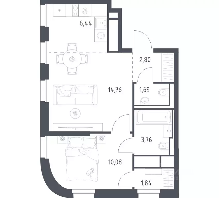 1-к кв. Москва Квартал на воде жилой комплекс, к5 (41.37 м) - Фото 0