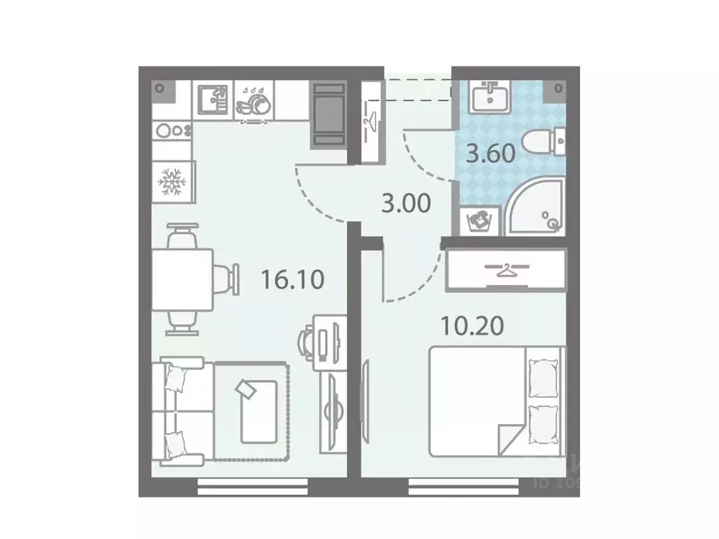 1-к кв. Ленинградская область, Всеволожское городское поселение, пос. ... - Фото 1