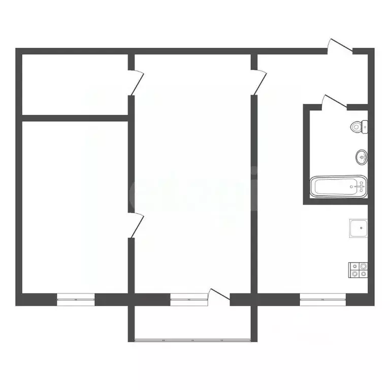 2-к кв. Тульская область, Киреевск ул. Гагарина, 8 (44.3 м) - Фото 2