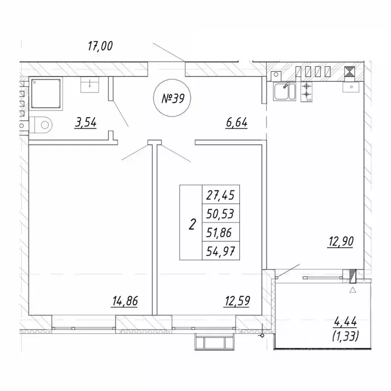 2-к кв. Калининградская область, Зеленоградск  (54.97 м) - Фото 1
