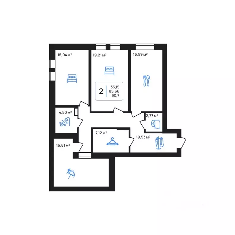 2-к кв. Липецкая область, Липецк Авторский жилрайон,  (90.7 м) - Фото 1