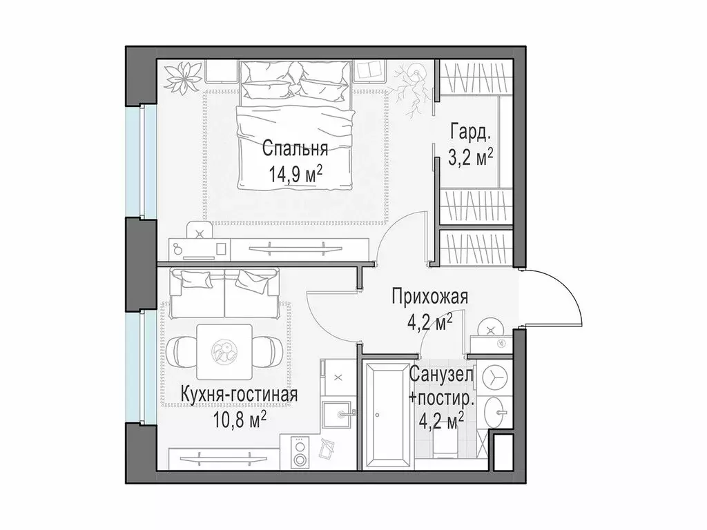 1-комнатная квартира: Мытищи, жилой комплекс Белый Grad, 12.2 (37.3 м) - Фото 1