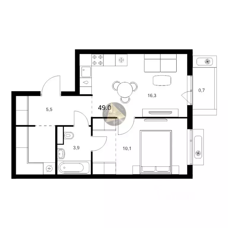 1-к кв. Санкт-Петербург Лиговский просп., 244 (49.0 м) - Фото 2