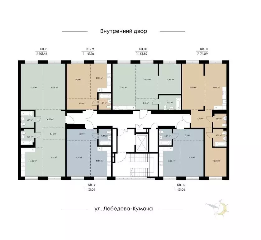 2-к кв. Иркутская область, Иркутск ул. Лебедева-Кумача, 19 (63.89 м) - Фото 2