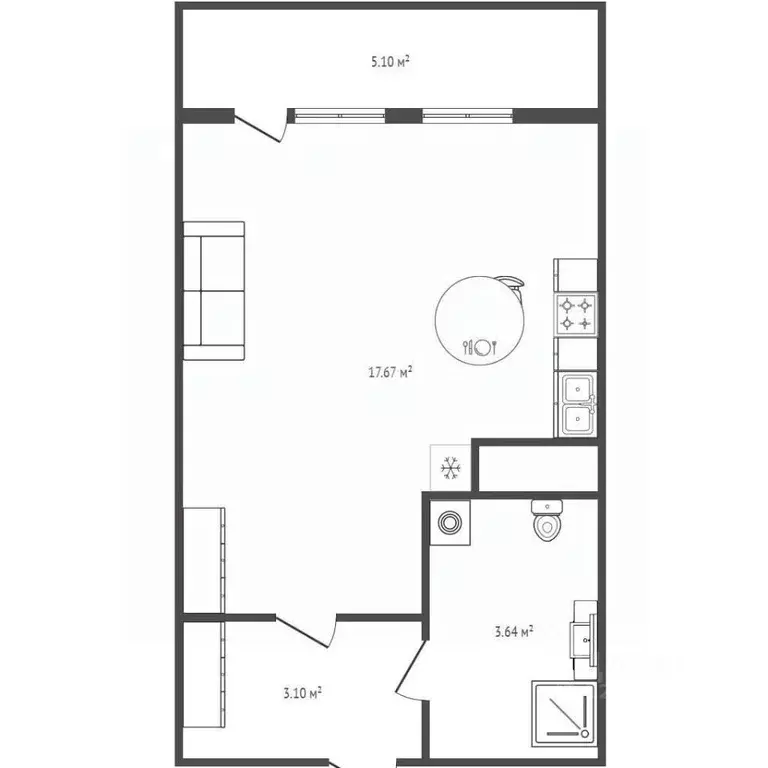 Студия Новосибирская область, Новосибирск Красный просп., 307 (24.9 м) - Фото 2
