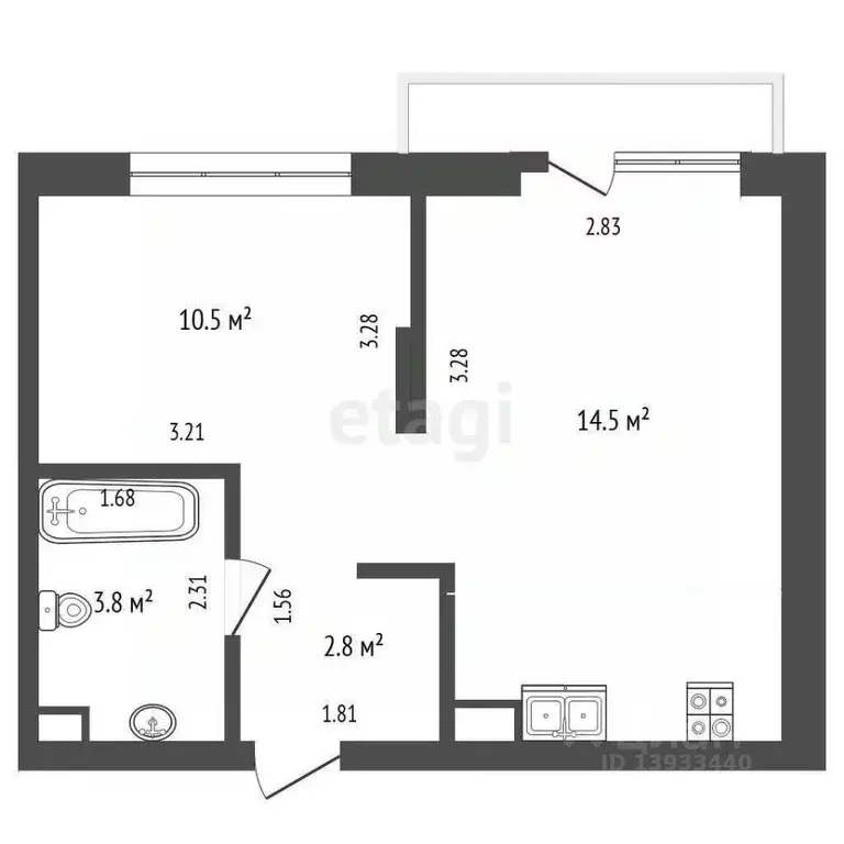 1-к кв. Тюменская область, Тюмень ДОК мкр, ул. Воронинская, 43 (32.0 ... - Фото 2