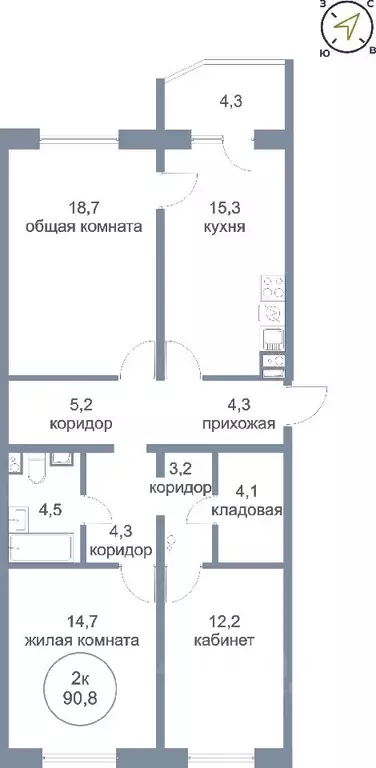 2-к кв. Ханты-Мансийский АО, Нефтеюганск 17-й мкр, 7/1 (90.8 м) - Фото 0