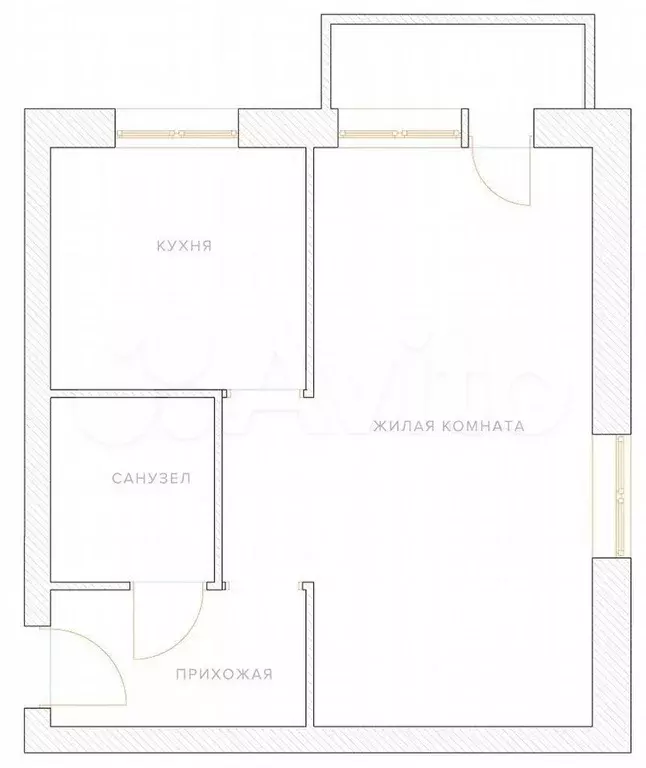 1-к. квартира, 33,5 м, 2/4 эт. - Фото 0