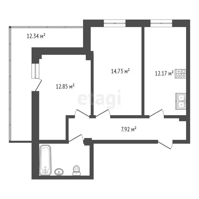 2-комнатная квартира: Пермь, Полевая улица, 5 (59.4 м) - Фото 0