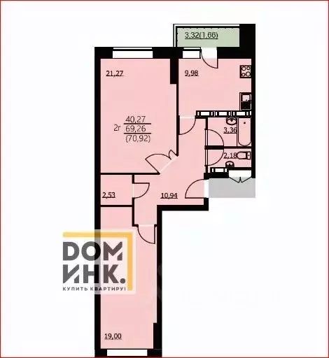 2-к кв. Ярославская область, Ярославль Красноборская ул., 32 (70.92 м) - Фото 1