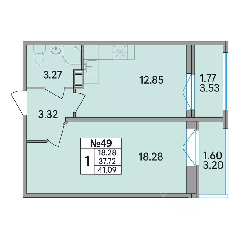 1-к кв. Ленинградская область, Всеволожский район, Агалатовское с/пос, ... - Фото 1