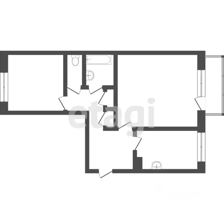 2-к кв. Томская область, Томск просп. Мира, 1 (53.6 м) - Фото 2