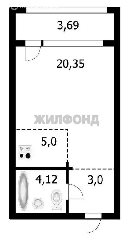 Квартира-студия: Новосибирск, Плющихинская улица, 9 (32.4 м) - Фото 1