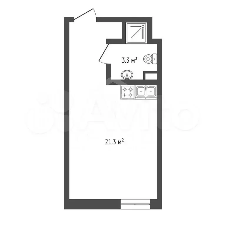 Апартаменты-студия, 24,2 м, 5/11 эт. - Фото 0