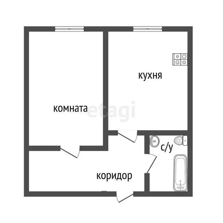 1-комнатная квартира: Курган, улица Луначарского, 107 (29.5 м) - Фото 0