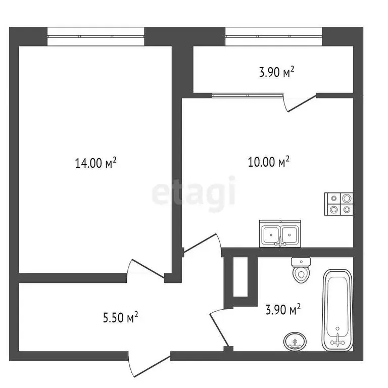 1-комнатная квартира: Тюмень, улица Новосёлов, 109 (38 м) - Фото 0