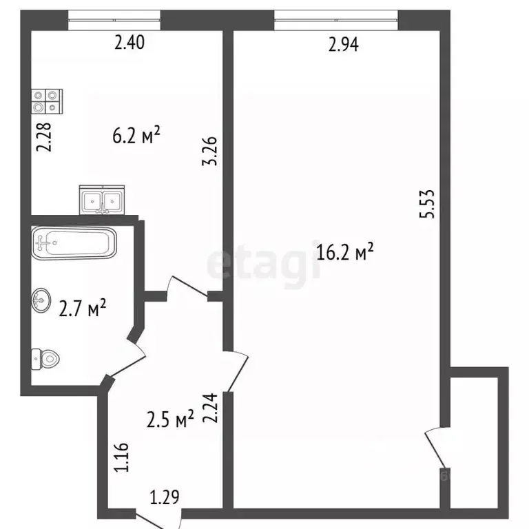 1-к кв. Крым, Черноморское пгт ул. Южная, 3 (28.2 м) - Фото 2
