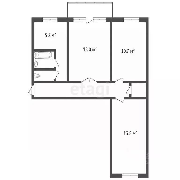 3-к кв. Самарская область, Самара ул. Антонова-Овсеенко, 10 (57.9 м) - Фото 2