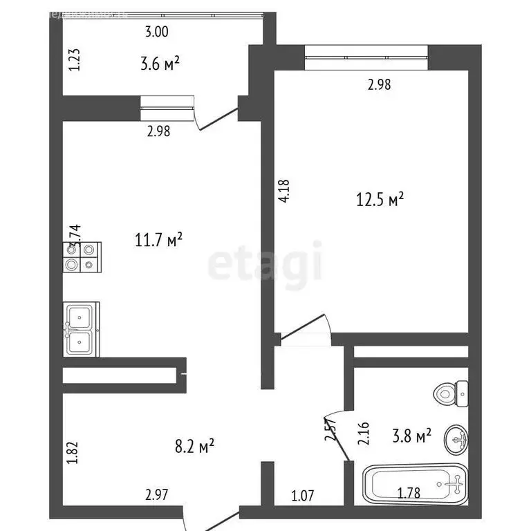 1-комнатная квартира: Тюмень, микрорайон Антипино, улица Будённого, ... - Фото 1