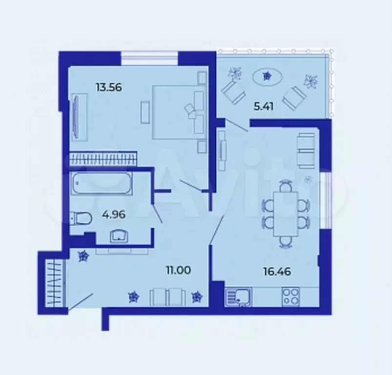2-к. квартира, 50,7 м, 9/9 эт. - Фото 1