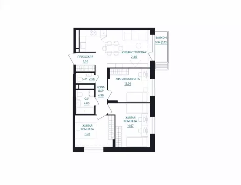 3-комнатная квартира: Екатеринбург, улица Энтузиастов (75.91 м) - Фото 0