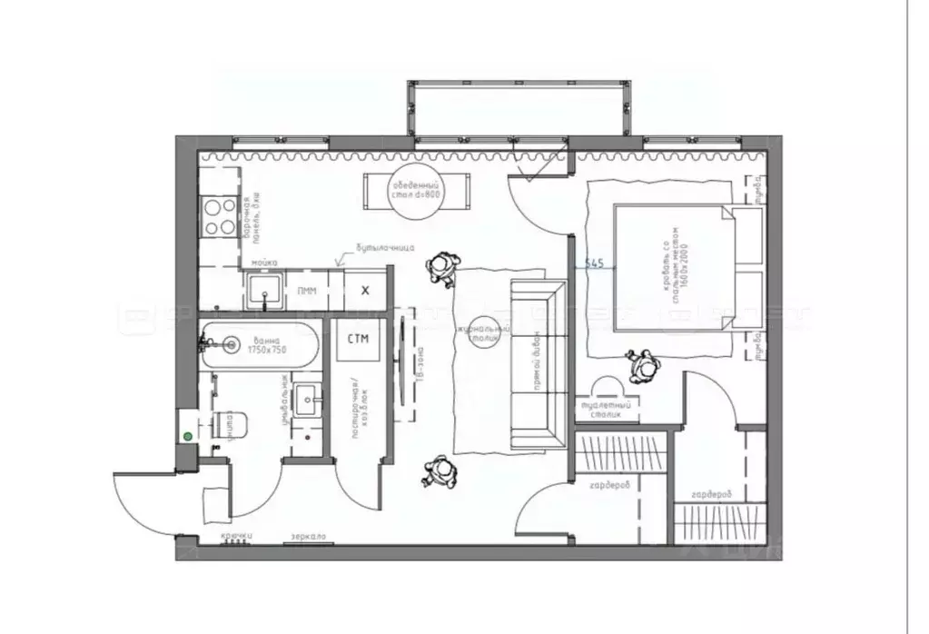 2-к кв. Татарстан, Казань ул. Чехова, 4А (43.2 м) - Фото 2