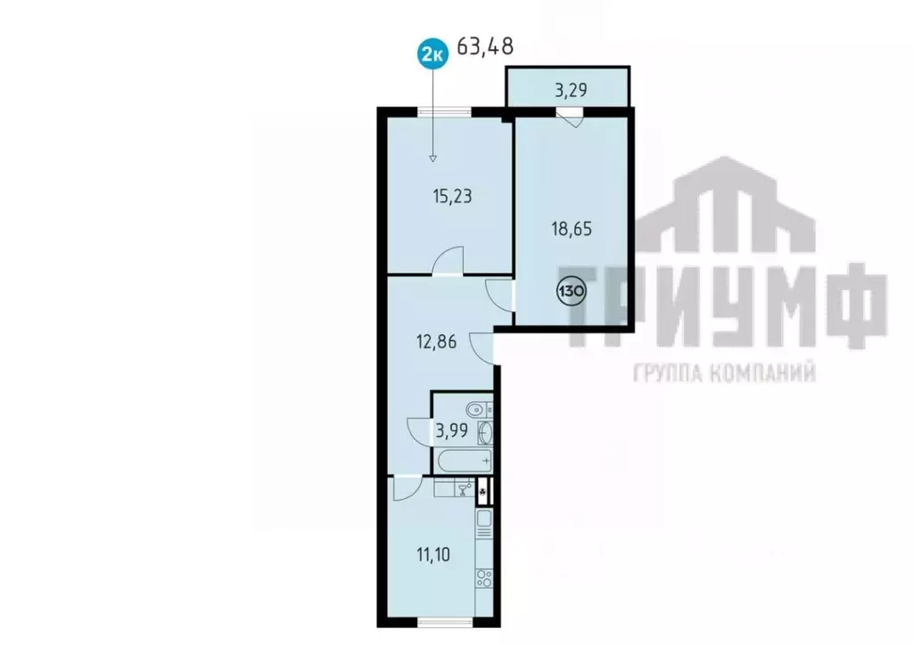 2-к кв. Нижегородская область, Кстово ул. Сутырина, 9 (63.48 м) - Фото 1