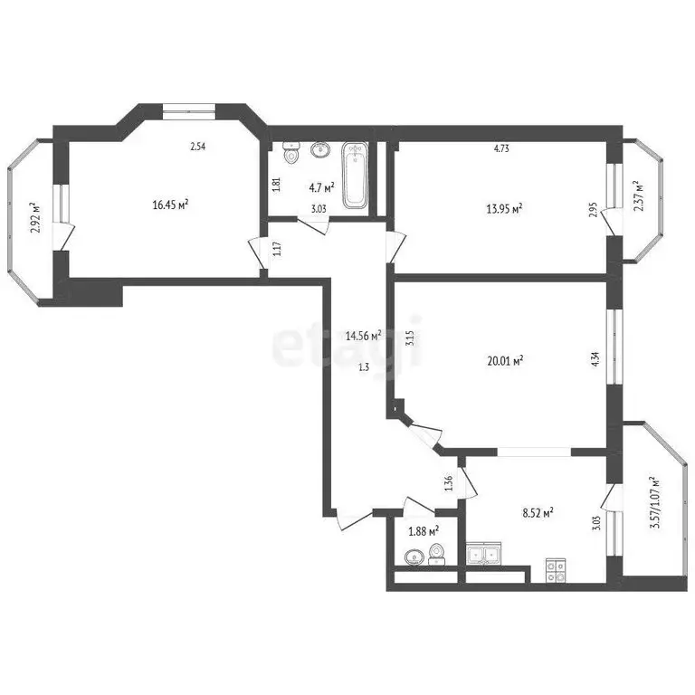 3-комнатная квартира: Самара, Вилоновская улица, 33 (90 м) - Фото 1