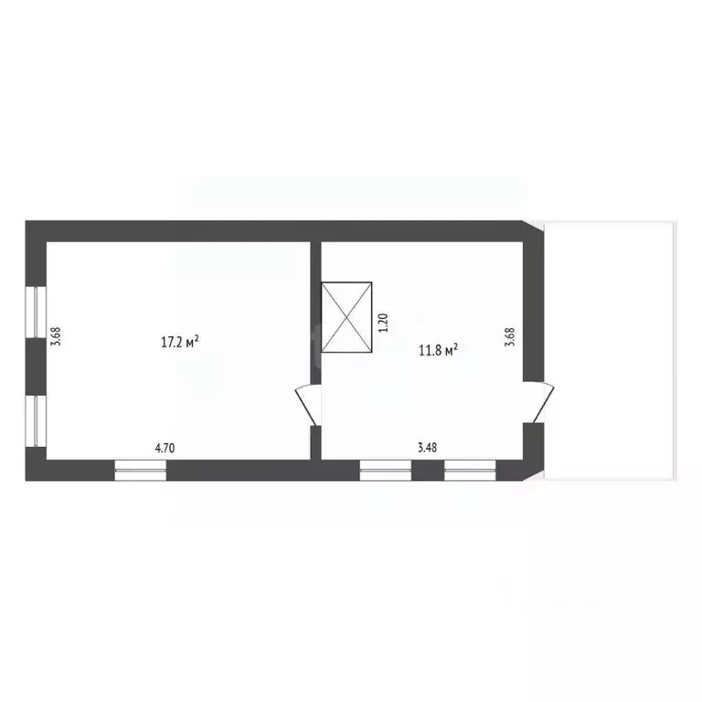 1-к кв. Томская область, с. Кожевниково ул. Обская, 88 (29.0 м) - Фото 2
