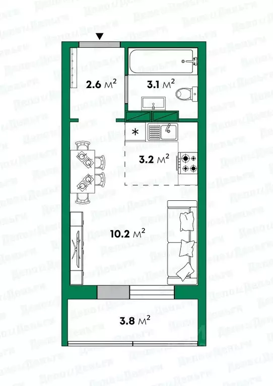 Студия Кировская область, Киров ул. Потребкооперации, 36 (23.0 м) - Фото 2