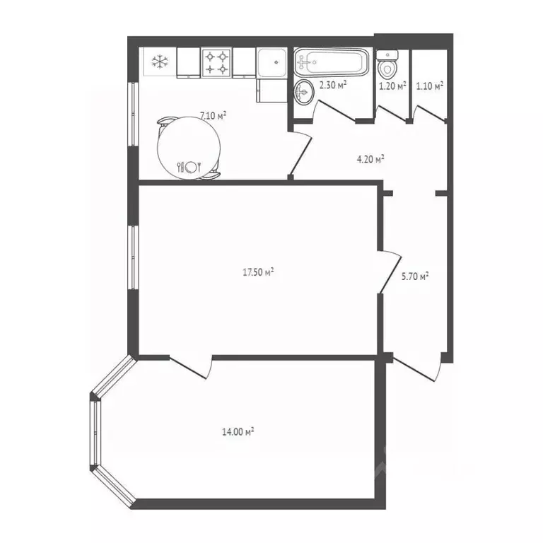 2-к кв. Брянская область, Брянск пер. Металлистов, 6 (53.6 м) - Фото 2