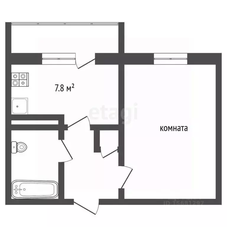 1-к кв. Коми, Усинск Молодежная ул., 24 (35.2 м) - Фото 1