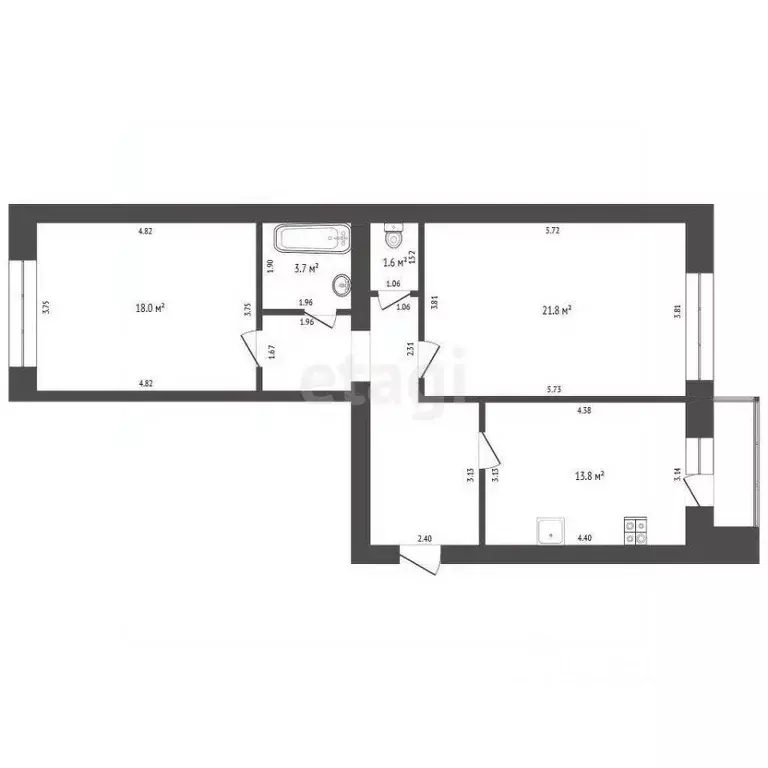 2-к кв. Мордовия, Саранск Мордовская ул., 35к192 (72.3 м) - Фото 1