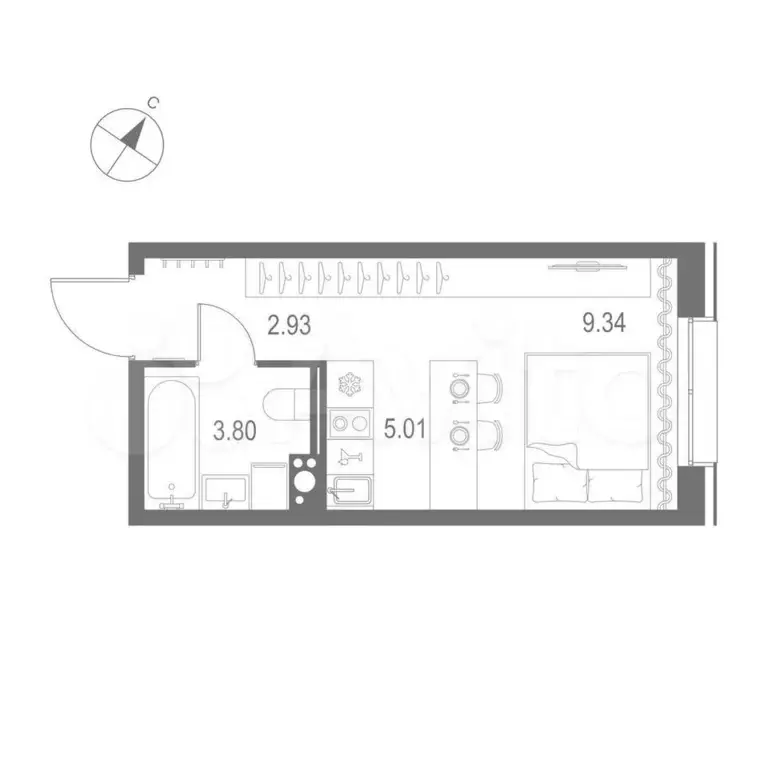 Квартира-студия, 21,1 м, 7/11 эт. - Фото 0