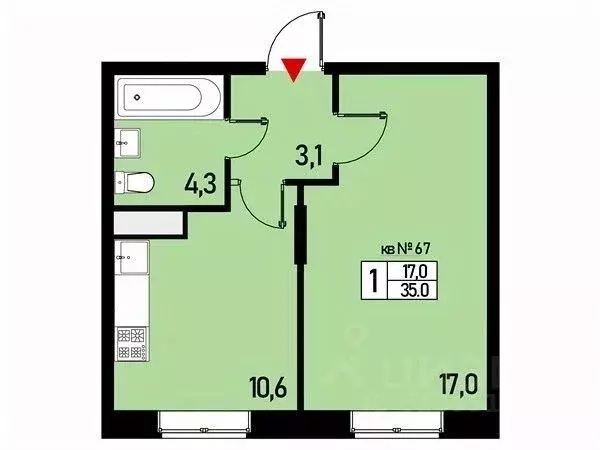 1-к кв. Москва ул. Генерала Донскова, 27к4 (35.0 м) - Фото 0