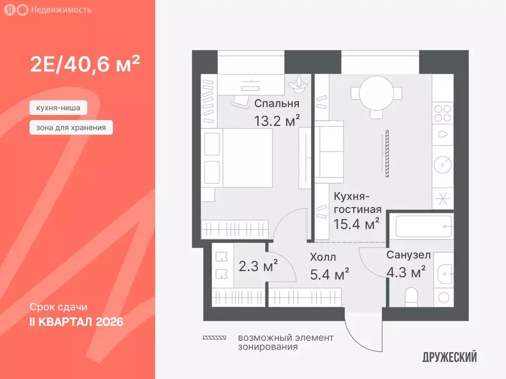 1-комнатная квартира: Тюмень, Кремлёвская улица, 97 (40.6 м) - Фото 0