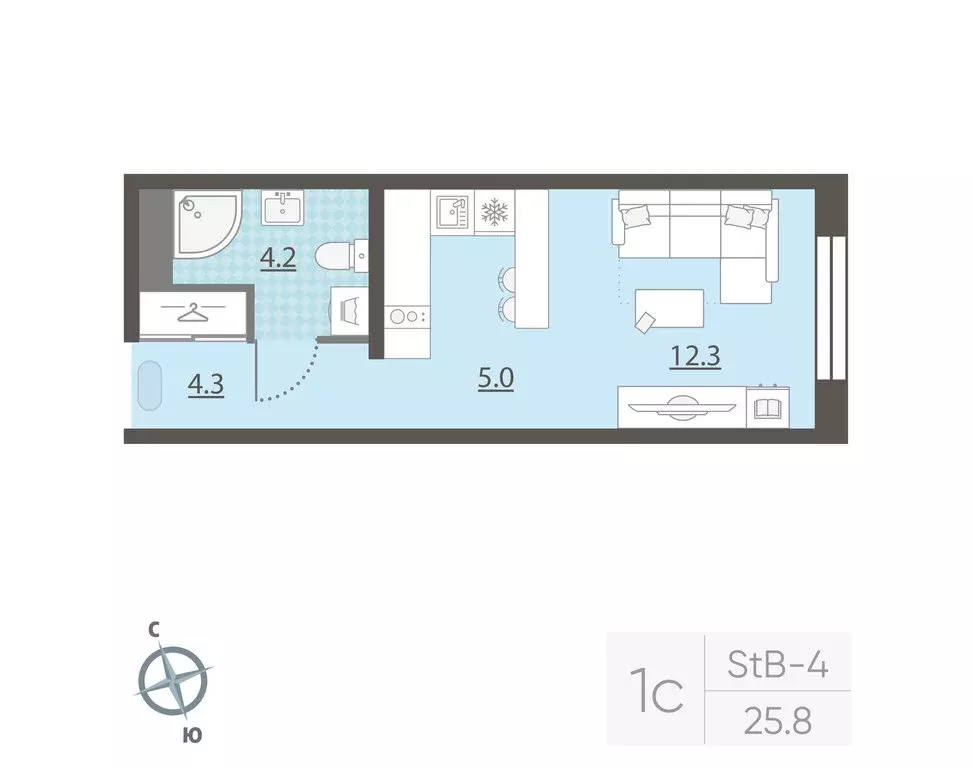 Квартира-студия: Екатеринбург, жилой район Центральный, жилой комплекс ... - Фото 1