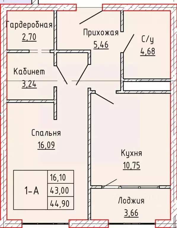 1-к кв. Чеченская республика, Грозный просп. В.В. Путина, 1/82 (44.9 ... - Фото 0