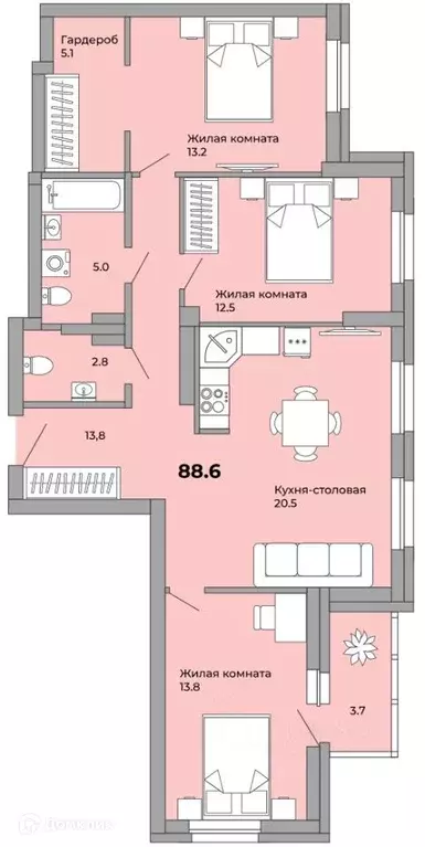 Продаётся 3-к квартира, 87.7 м - Фото 1
