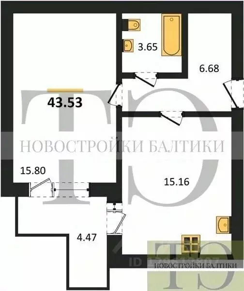 1-к кв. Калининградская область, Калининград ул. Героя России ... - Фото 0