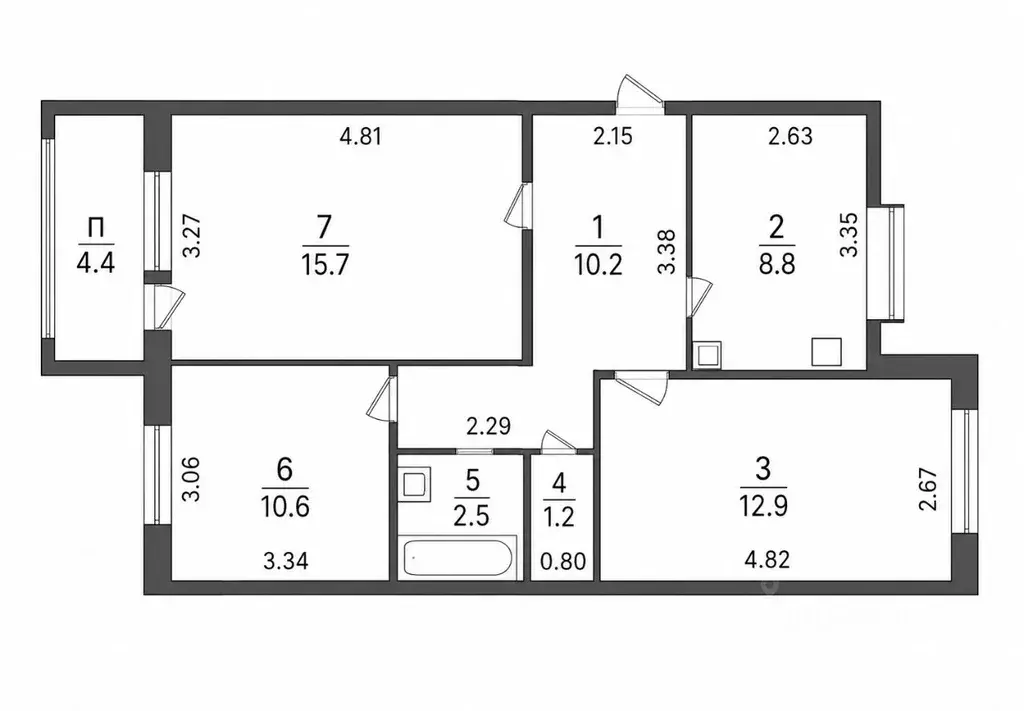 3-к кв. Башкортостан, Уфа ул. Гафури, 48 (62.6 м) - Фото 2