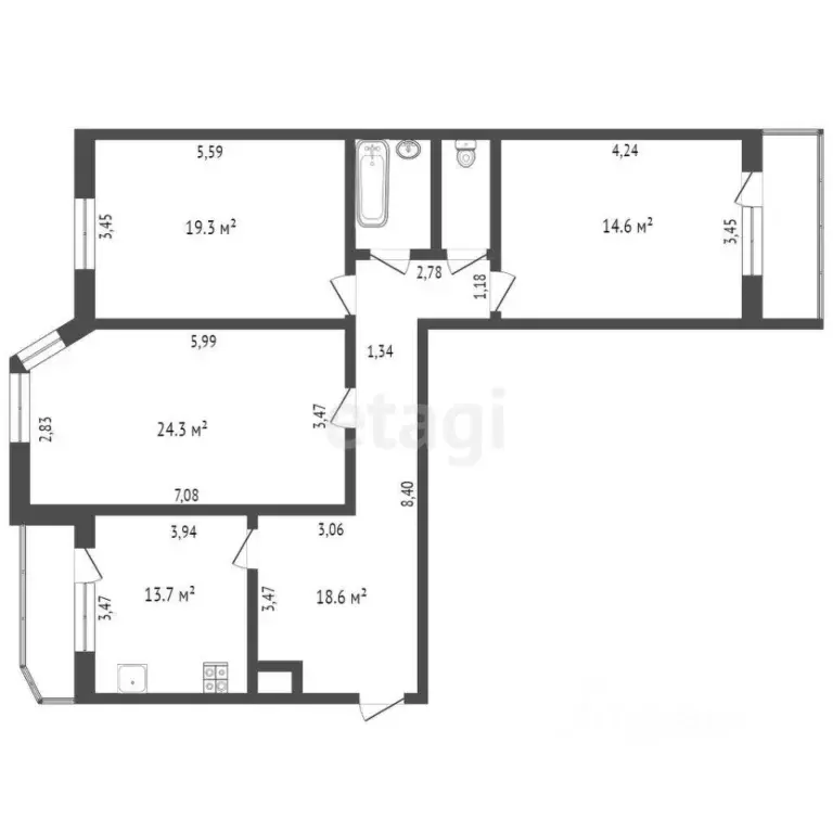 3-к кв. Тюменская область, Тюмень Широтная ул., 172к2 (89.8 м) - Фото 1