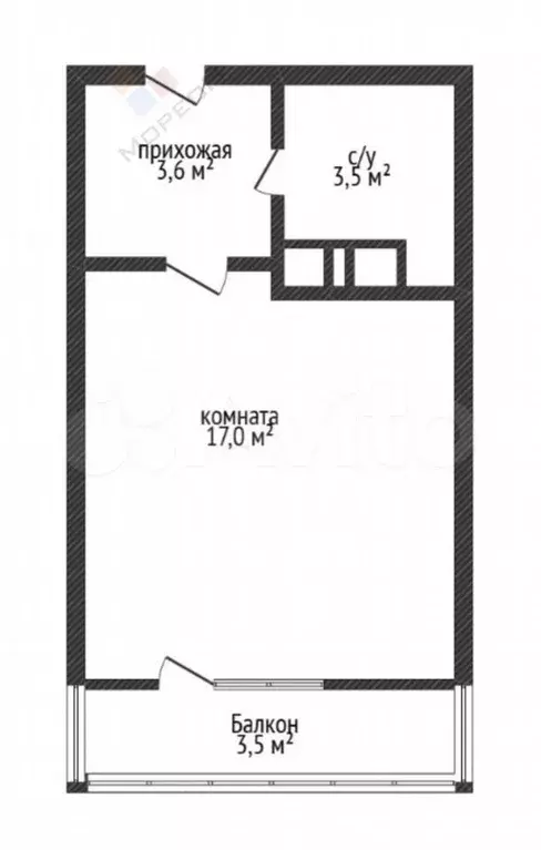 Квартира-студия, 27,6 м, 8/16 эт. - Фото 0