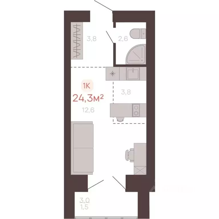 1-к кв. Алтайский край, Новоалтайск ул. Южсиба, 52А (24.3 м) - Фото 1