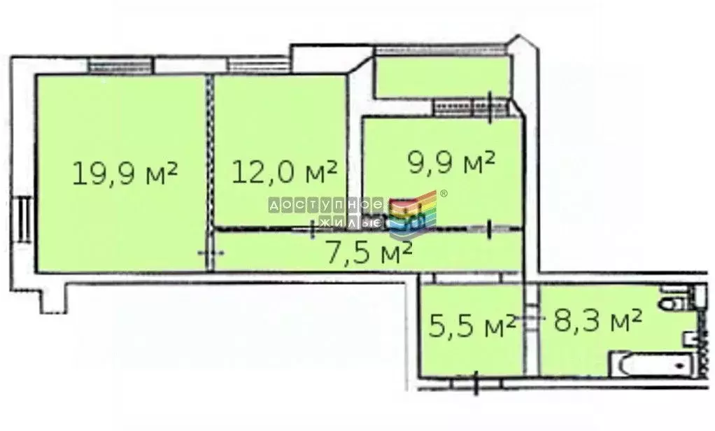 2-к кв. Красноярский край, Красноярск ул. Алексеева, 48А (63.1 м) - Фото 1