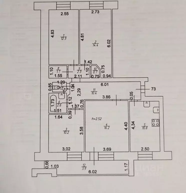 4-к кв. Татарстан, Казань ул. Халезова, 34 (86.5 м) - Фото 1