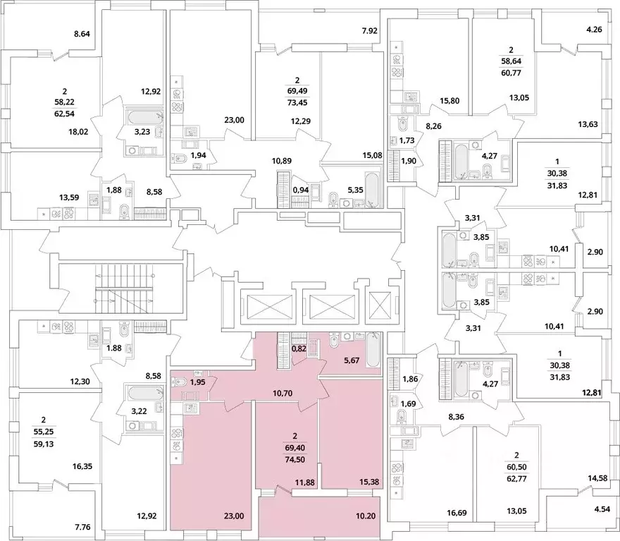 2-к кв. Санкт-Петербург Предпортовая тер.,  (74.5 м) - Фото 1